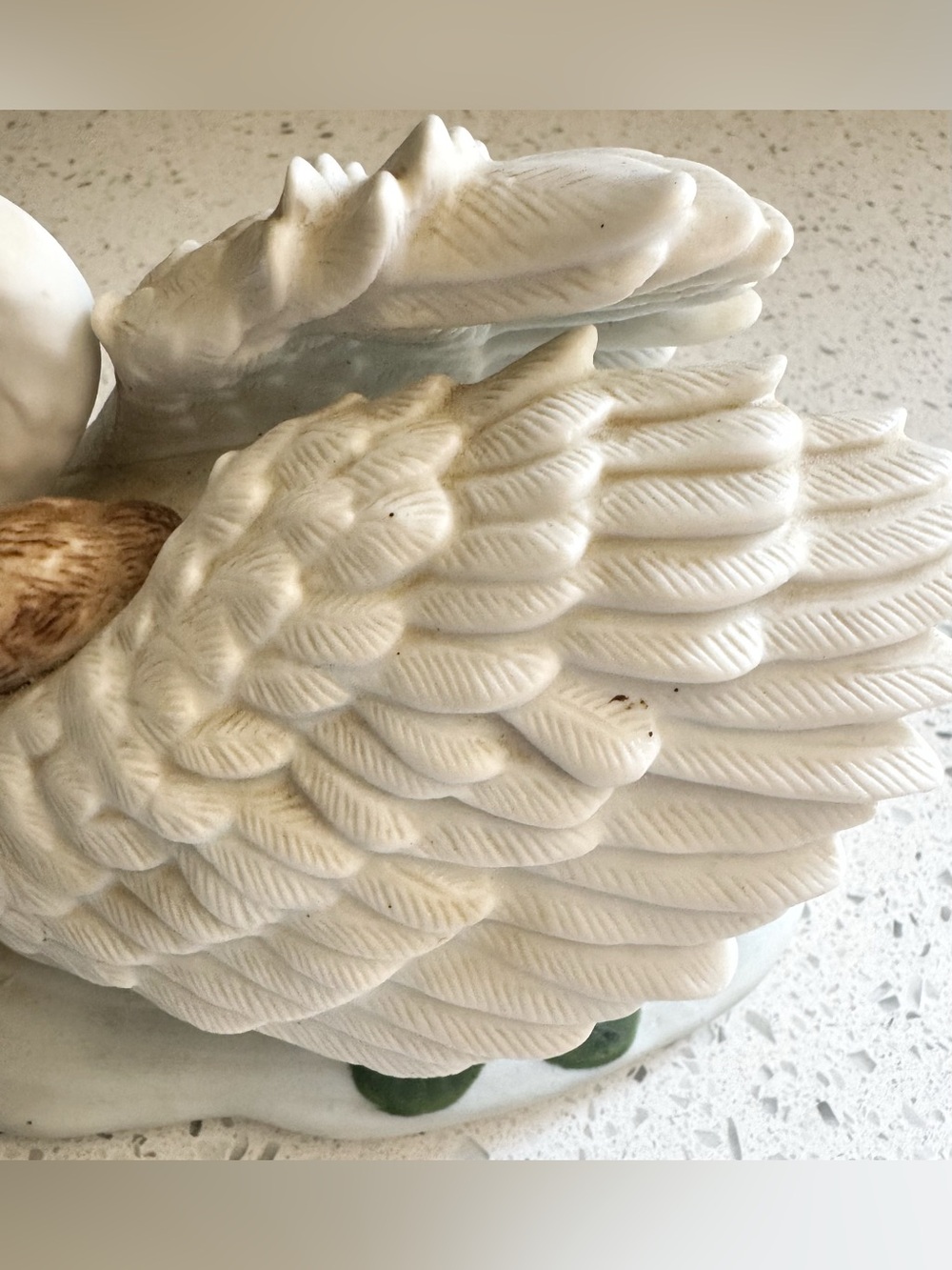 Vintage Swan Figurine Mother & Baby Ceramic White Bird Decor - Picture 6 of 7